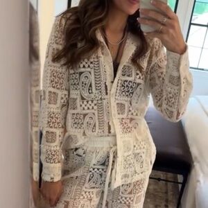 Anthropologie Lace Crochet Long Sleeve